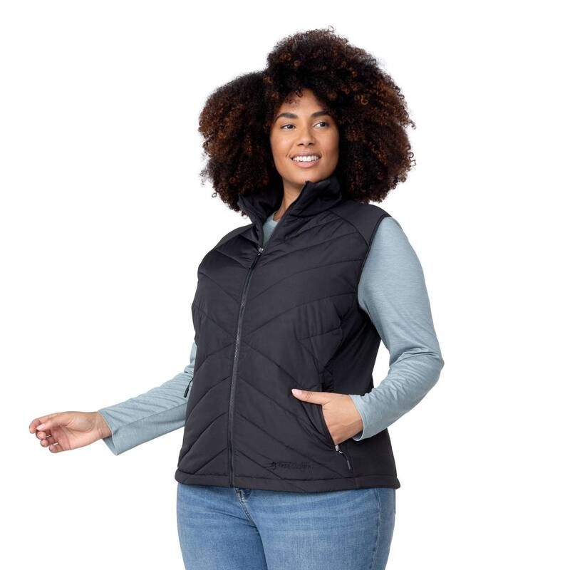 フリー カントリー レディース アウター ジャケット・ブルゾン プラスサイズ キルティング ベスト Free Country Womens Plusize Quilted Hybrid Vest Black ブラック