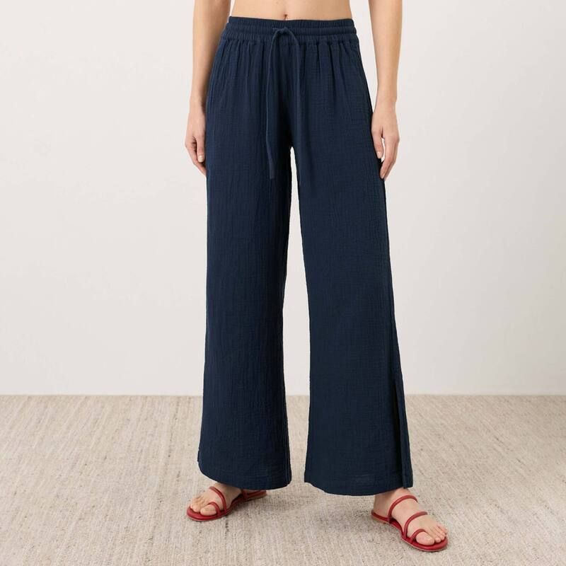 パクト レディース ボトムス カジュアルパンツ コットン Pact Organicotton Coastal Double Gauze Split Hem Pant Navy ネイビー