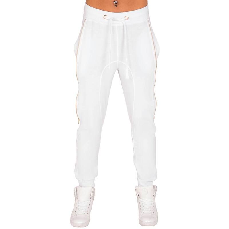 ポエティック ジャスティス レディース ボトムス カジュアルパンツ パイル Poetic Justice French Terry Gold Zippers Jogger Pants White ホワイト