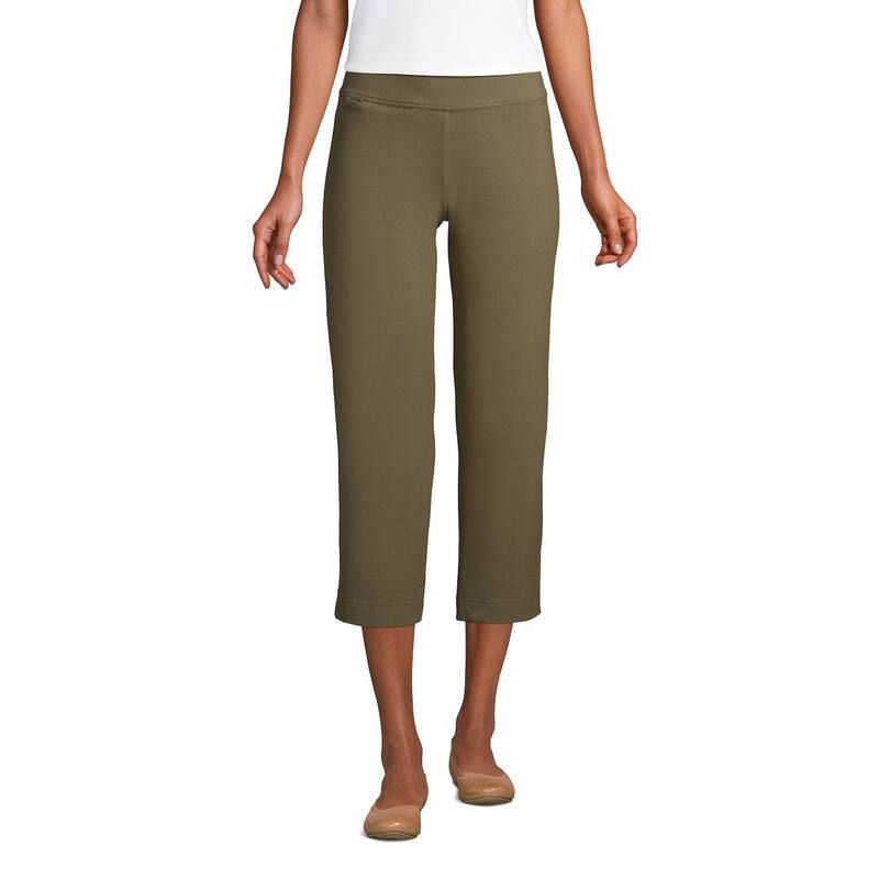 ランズエンド レディース ボトムス カジュアルパンツ プチ Petite Lands End Starfish StraightLeg PullOn Cropants Forest Moss フォレスト