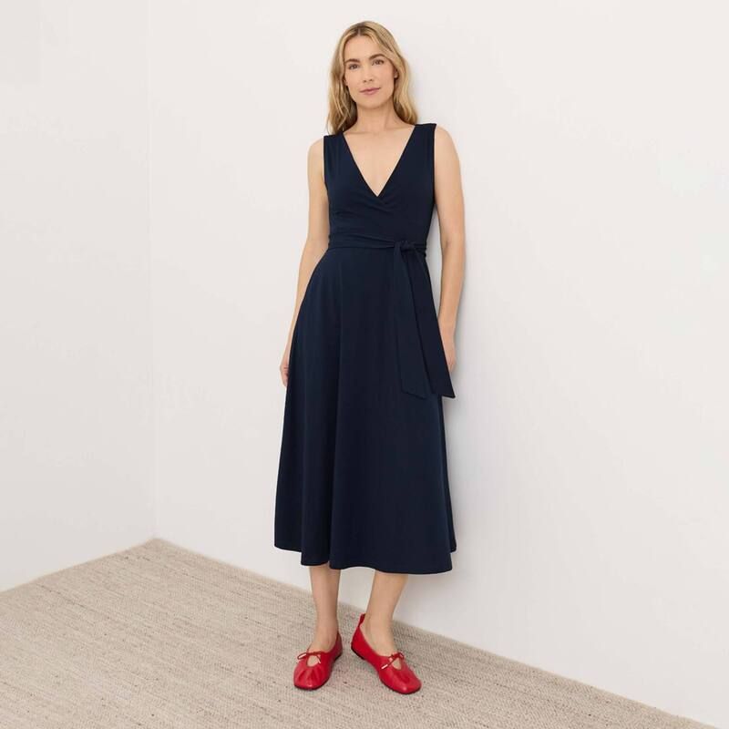 パクト レディース トップス ワンピース Vネック コットン Pact Organicotton Fit Flareasy VNeck Dress Navy ネイビー