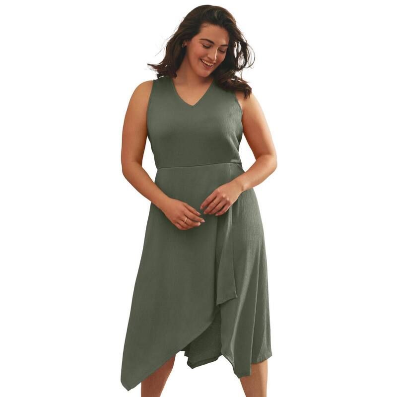 アベニュー レディース トップス ワンピース プラスサイズ Avenue Womens Plusize Cascade Dress Olive Green グリーン