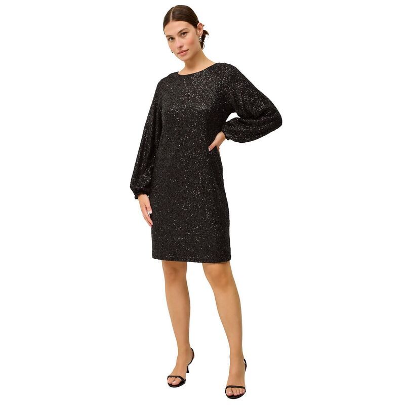 Ellos レディース トップス ワンピース プラスサイズ サテン スパンコール Ellos Plusize Sequin Dress With Satin Bow At Back Black ブラック