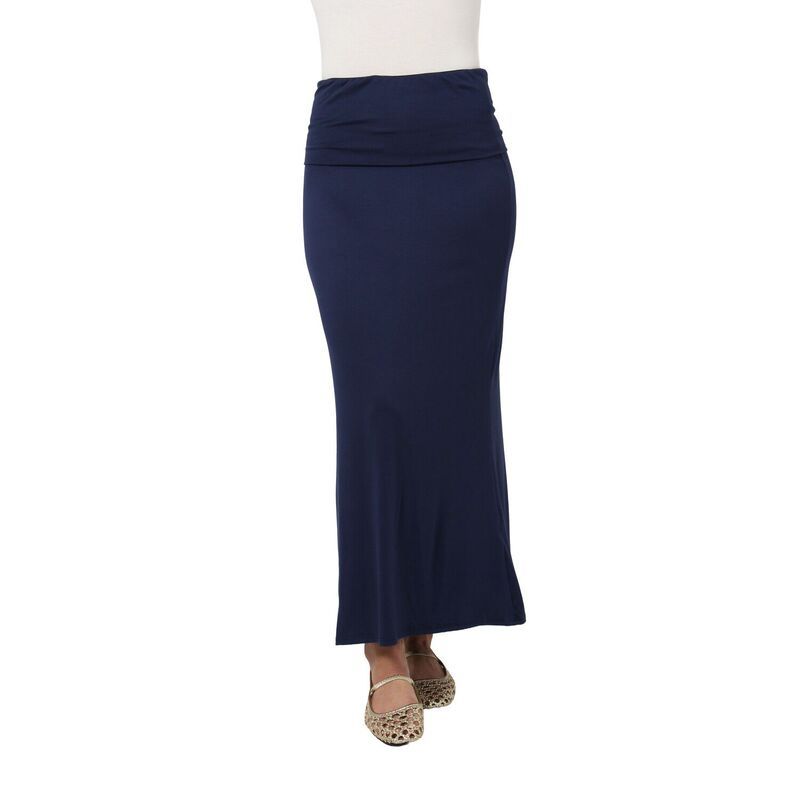 24 セブンコンフォート レディース ボトムスカート A ライン プチ マキシ Petite 24Seven Comfort Apparel ALine Foldover Maxi Skirt Navy ネイビー