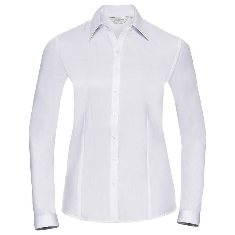 ラッセルアスレチック レディース トップス シャツ 長袖 Russell Athletic Russell Collection WomensLadies Herringbone LongSleeved Shirt White ホワイト
