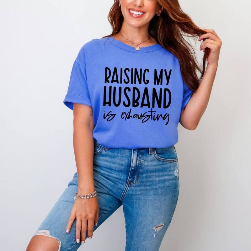 Simply Sage Market レディース トップス Tシャツ グラフィック Simply Sage Market Raising My Husband Is Exhausting Womens Garment Dyed Graphic TShirt F
