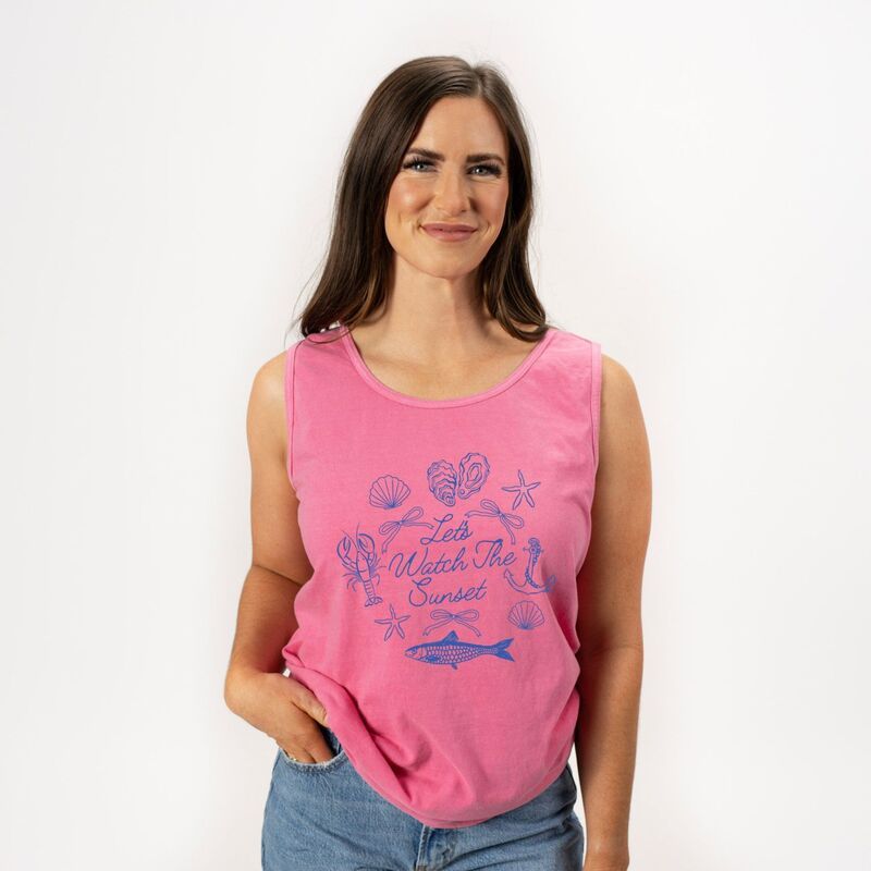 Simply Sage Market レディース トップス Tシャツ グラフィック Simply Sage Market Lets Watch The Sunset Nautical Womens Garment Dyed Graphic Tank Top C