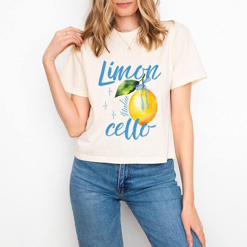 Simply Sage Market レディース トップス Tシャツ グラフィック Simply Sage Market Limoncello Watercolor Womens Boxy Crop Top Graphic TShirt Ivory アイボリー