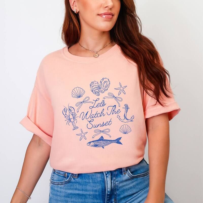 Simply Sage Market レディース トップス Tシャツ グラフィック Simply Sage Market Lets Watch The Sunset Nautical Womens Garment Dyed Graphic TShirt Pea