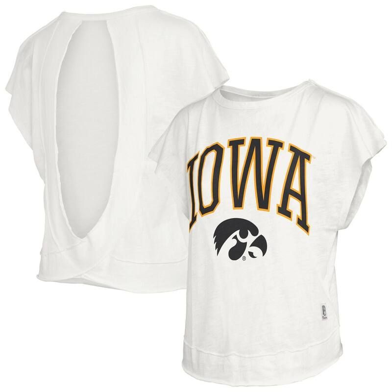 プレスボックス レディース トップス Tシャツ オープンバック Womens Pressbox Cream Iowa Hawkeyes Nelson Movement Open Back Slub TShirt Iwa Beige ベージュ