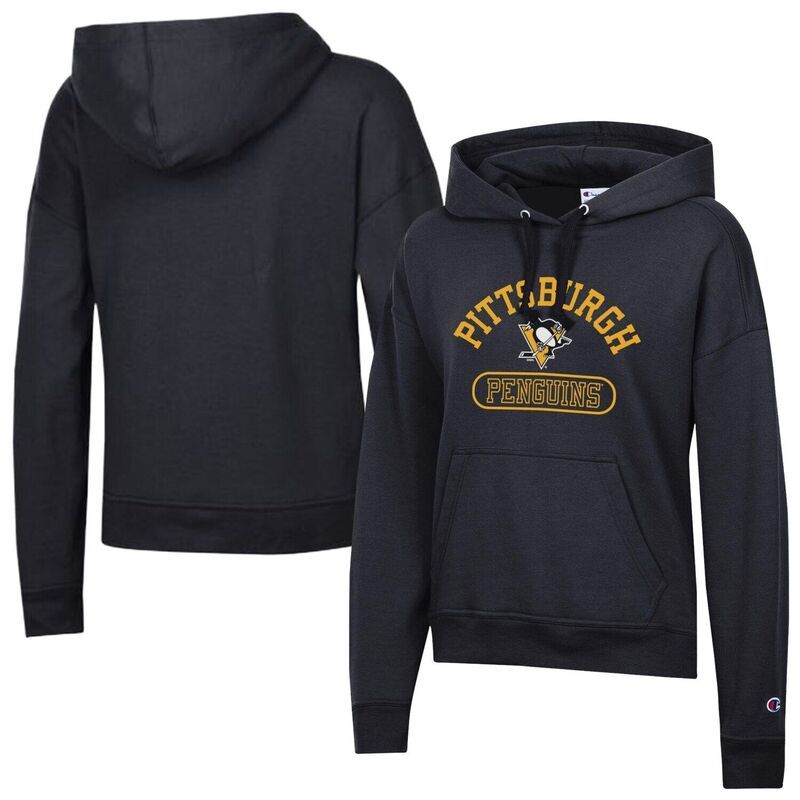 チャンピオン レディース トップス Tシャツ パーカー Womens Champion Black Pittsburgh Penguins Arched Pill Box Hoodie Png Black ブラック