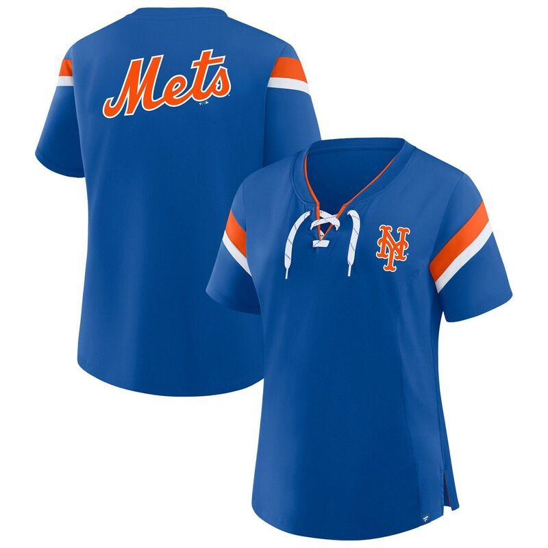 プロファイル レディース トップス Tシャツ レース Womens Profile Royal New York Mets LaceUp TShirt Met Blue ブルー