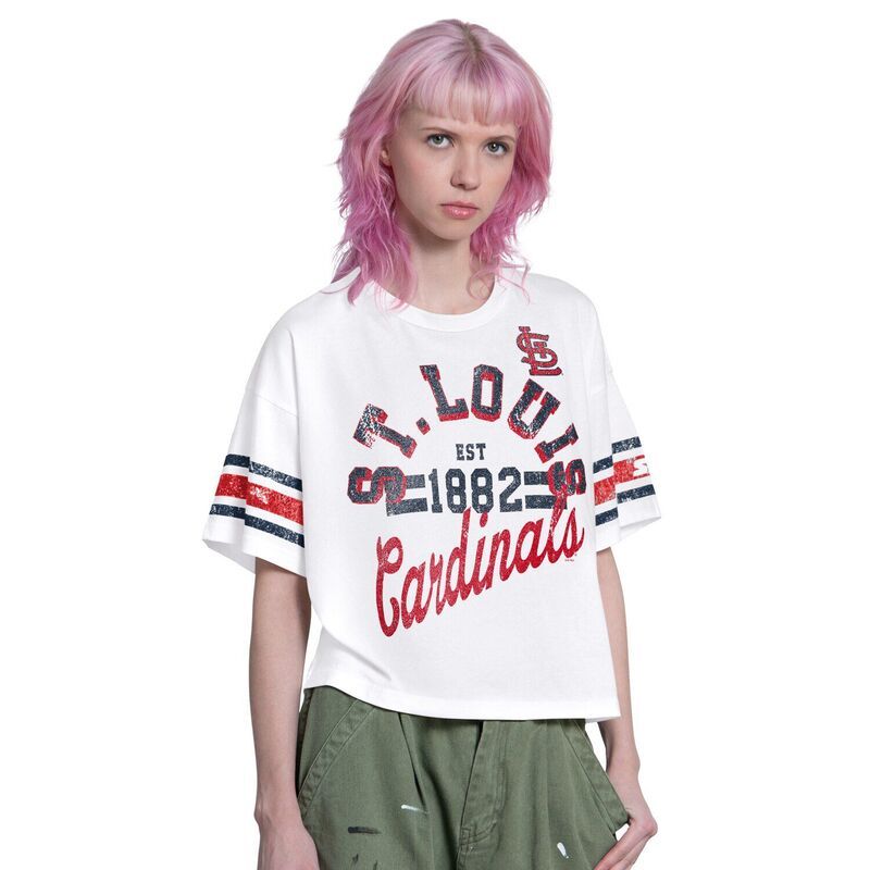 スターター レディース トップス Tシャツ クロップド Womenstarter White St Louis Cardinals Cropped Hurry Up Offense TShirt Crd White ホワイト