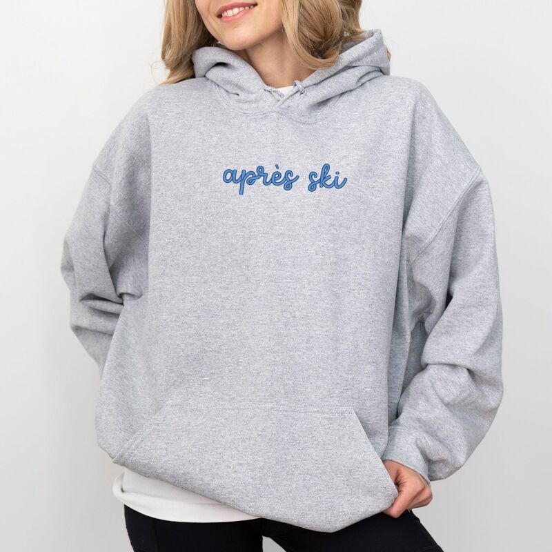 Simply Sage Market レディース トップス Tシャツ 刺繍 パーカー グラフィック Simply Sage Market Embroidered Aprski Words Womens Graphic Hoodie Graphite グラファイ