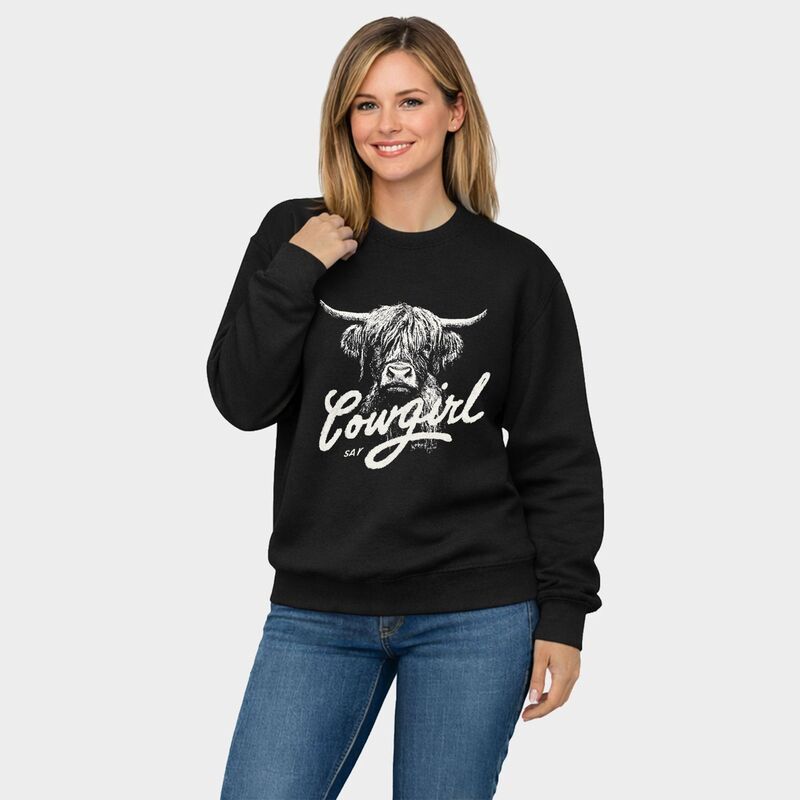 Simply Sage Market レディース トップス Tシャツ スウェット グラフィック Simply Sage Market Cowgirl Highland Cow Womens Graphic Sweatshirt Midnight