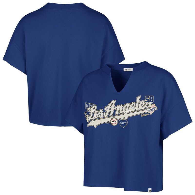 アンブランデッド レディース トップス Tシャツ Unbranded Womens 47 x Stoney Clover Lane Royalos Angeles Dodgers Oversized Notch Neck TShirt Lad Blue ブルー