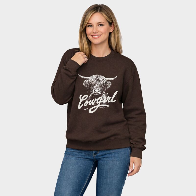 Simply Sage Market レディース トップス Tシャツ スウェット グラフィック Simply Sage Market Cowgirl Highland Cow Womens Graphic Sweatshirt Chocolate チョコレート 9,110円