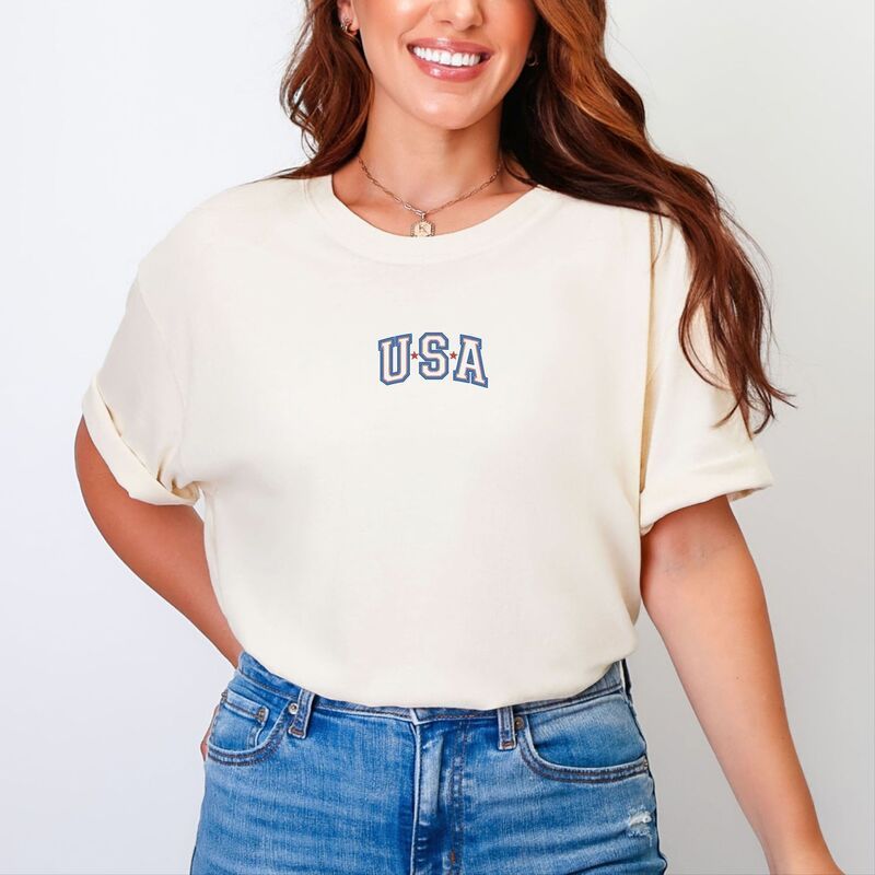 Simply Sage Market レディース トップス Tシャツ 刺繍 グラフィック Simply Sage Market Embroidered USA Outline Womens Garment Dyed Graphic TShirt Ivory ア