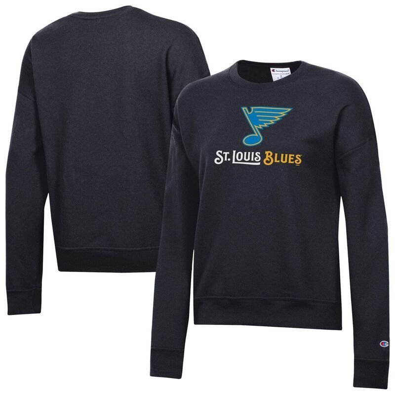 チャンピオン レディース トップス Tシャツ スウェット Womens Champion Black St Louis Blues Wordmark Lockupowerblend Sweatshirt Blu Black ブラック
