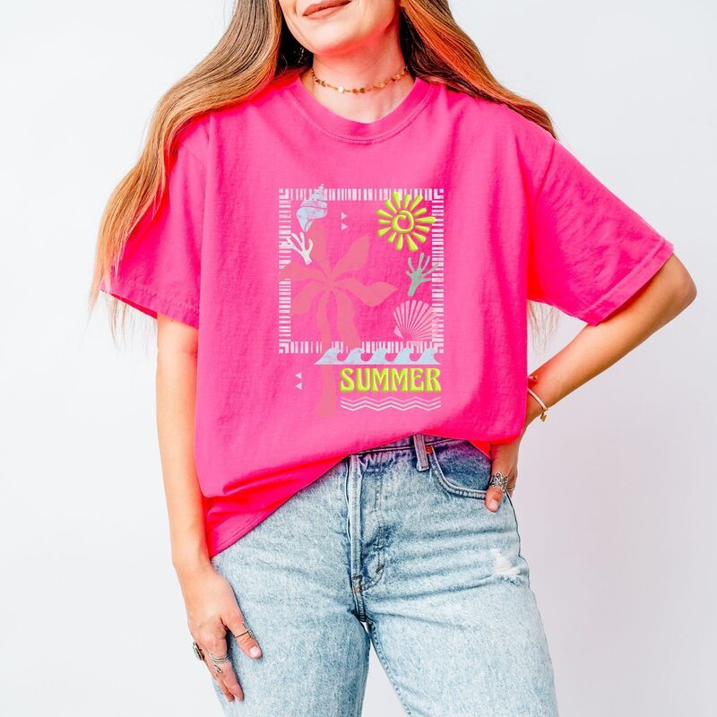 Simply Sage Market レディース トップス Tシャツ プリント グラフィック Simply Sage Market Summer Icons Colorful Puff Print Womens Garment Dyed Graphic TSh