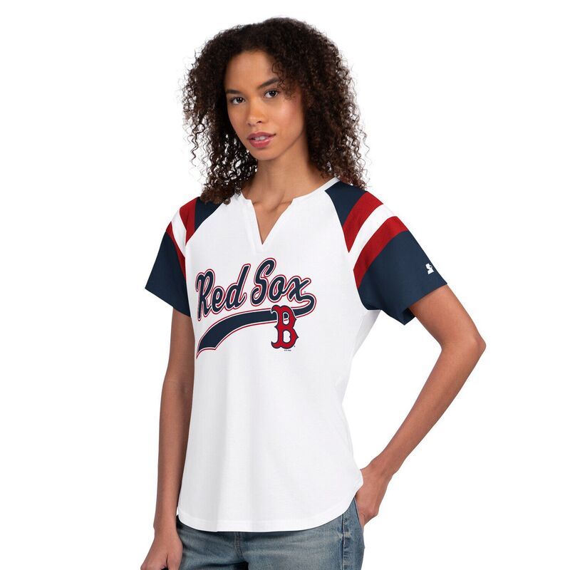 スターター レディース トップス Tシャツ Womenstarter White Boston Red Sox Game Onotch Neck TShirt Rsx White ホワイト