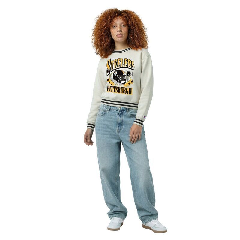 チャンピオン レディース トップス Tシャツ スウェット フリース Womens Champion Cream Pittsburgh Steelers Reverse Weave Fleece Sweatshirt Stl Beige ベージュ
