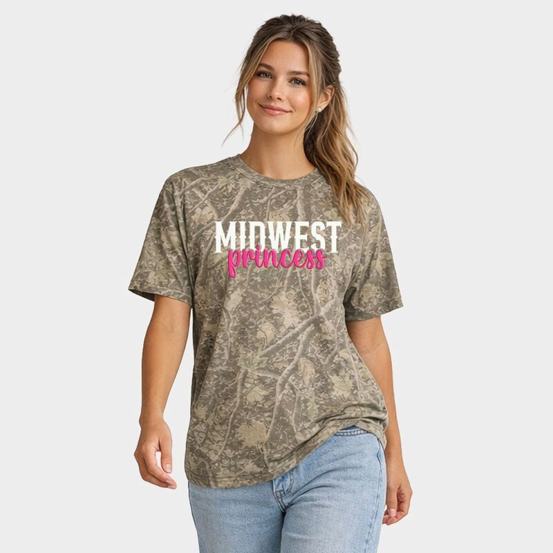 Simply Sage Market レディース トップス Tシャツ Simply Sage Market Midwest Princess Puff Womens Heavyweight Crew Camo
