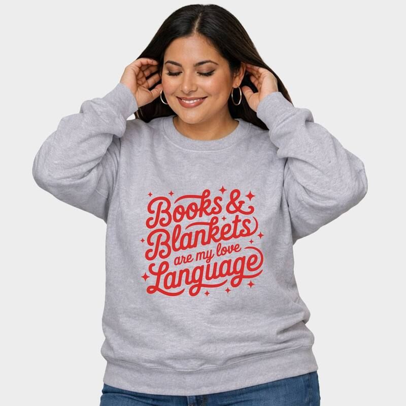 Simply Sage Market レディース トップス Tシャツ プラスサイズ スウェット グラフィック Simply Sage Market Books Blankets Are My Love Language Womens Plusized Grap