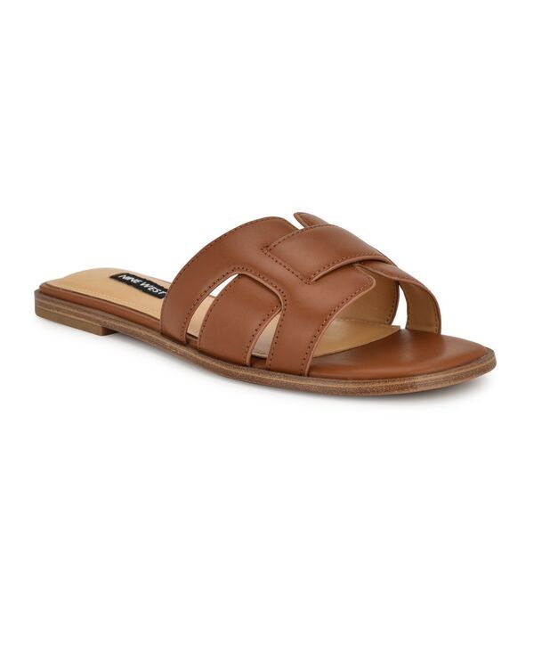 ナインウェスト レディース シューズ サンダル Nine West Womens Germani Woven Flat SlipOn Sandals Cognac