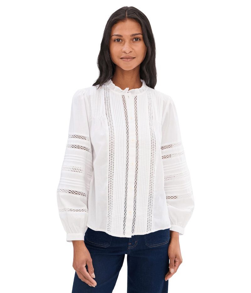 メイドウェル レディース トップス シャツ レース Madewell HighNeck LaceInsert Pintuck Top White ホワイト