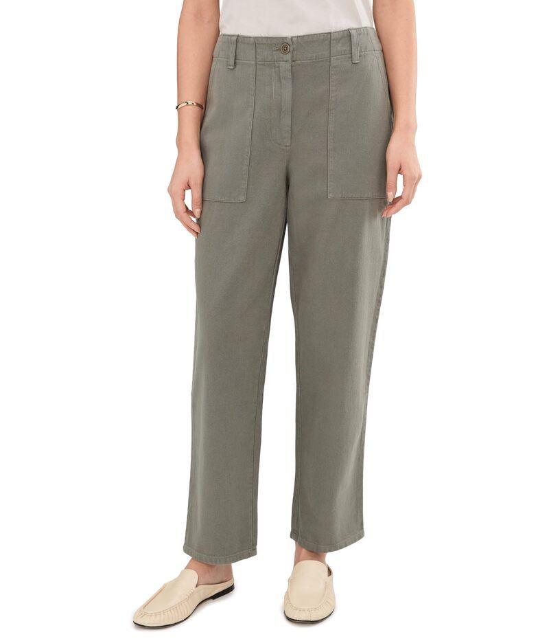 エイリーンフィッシャー レディース ボトムス カジュアルパンツ コットン アンクル Eileen Fisher Garment Dyed Utility Cotton Tapered Ankle Pant Bayleaf