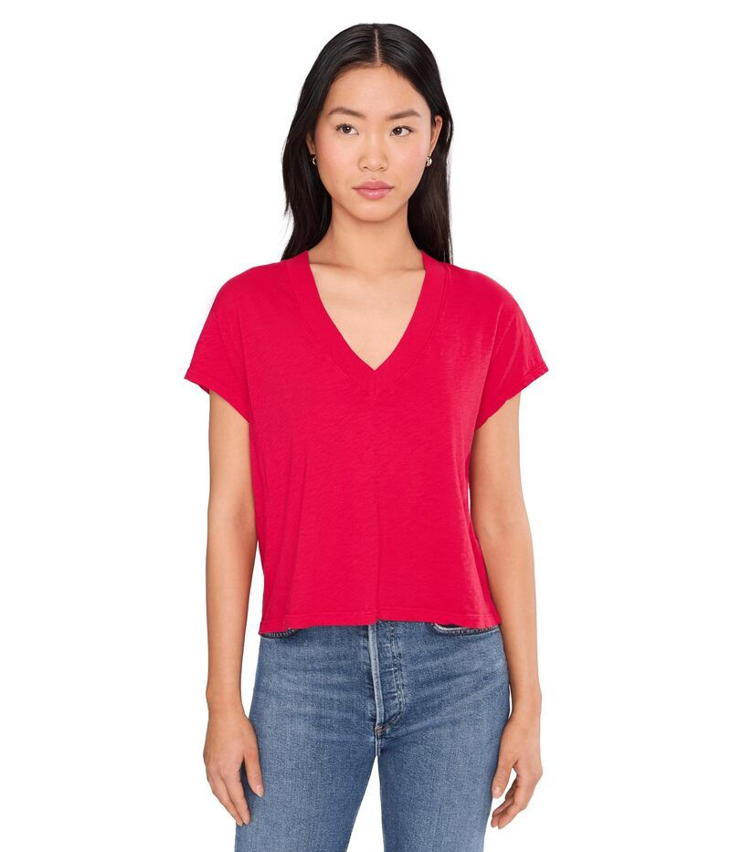 マイケルスターズ レディース トップス シャツ Vネックロップド Michael Stars Harlan Cropped VNeck Tee Lacquer