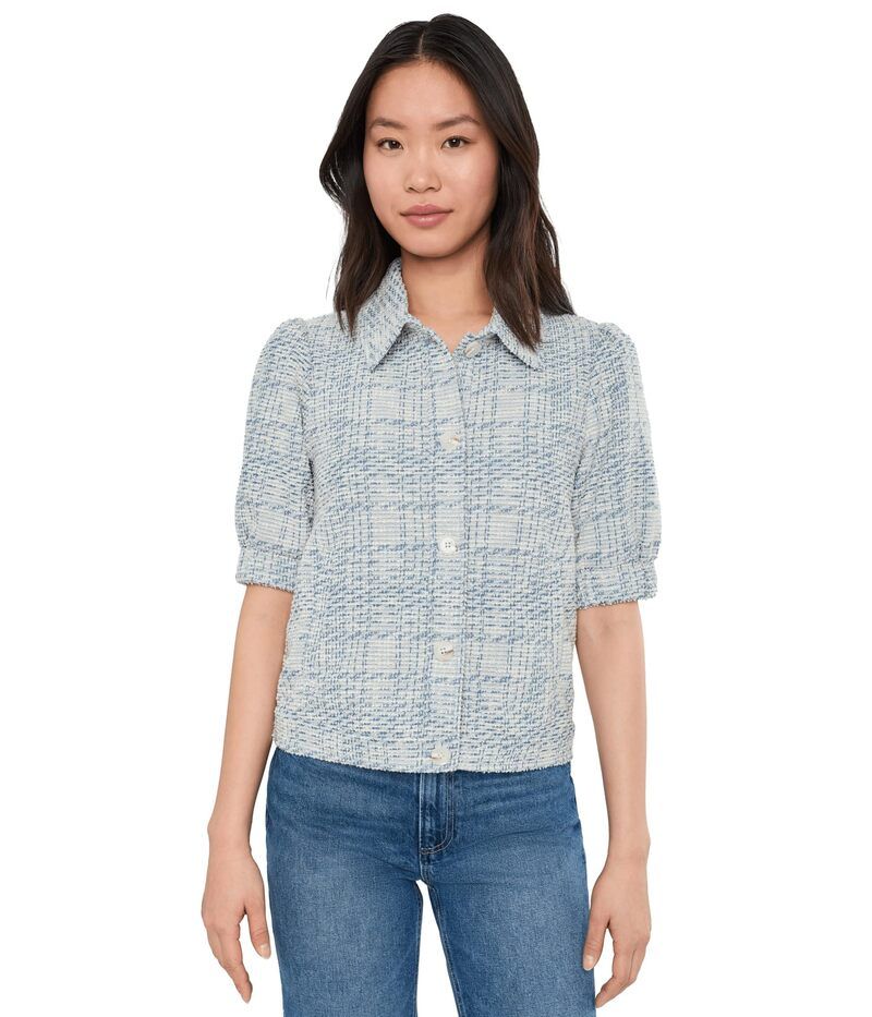 リヴァプール ロサンゼルス レディース アウター コート ジャケット Liverpoolos Angeleshort Puff Sleeve Jacket Cream Blue Plaid クリーム