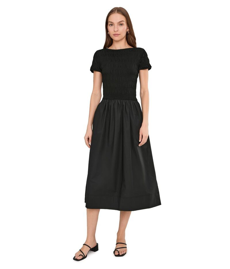 メイドウェル レディース トップス ワンピース ミディ シャーリング Madewell Smocked Boatneck Midi Dress Jet Black ブラック