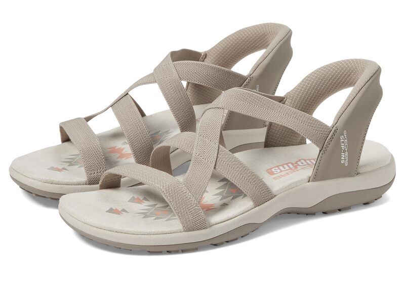 スケッチャーズ レディース シューズ サンダル SKECHERS Reggae Slim Stretch Flex Hands Free SlipIns Taupe トープ