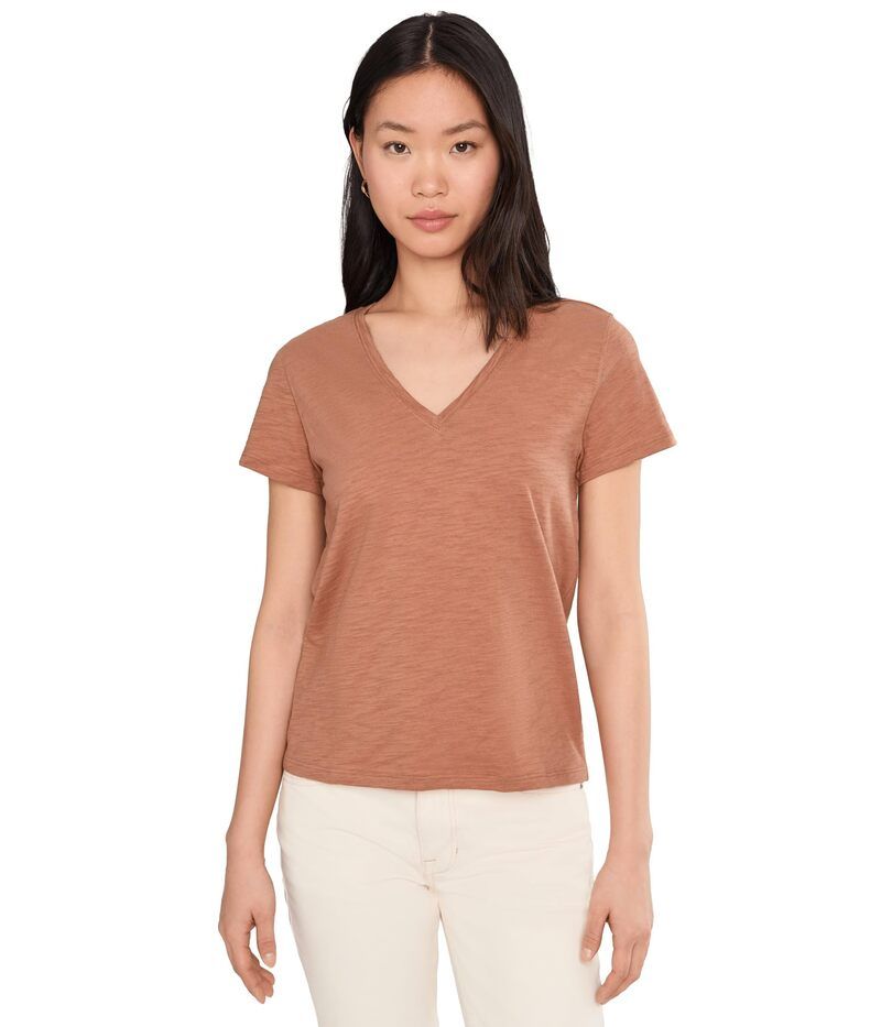 リラピー レディース トップス シャツ Vネック Lilla P Short Sleeve Back Seam VNeck Carob
