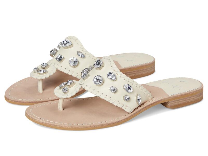ジャックロジャース レディース シューズ サンダル Jack Rogers Jacks Flat Jeweled Sandals Ivory アイボリー