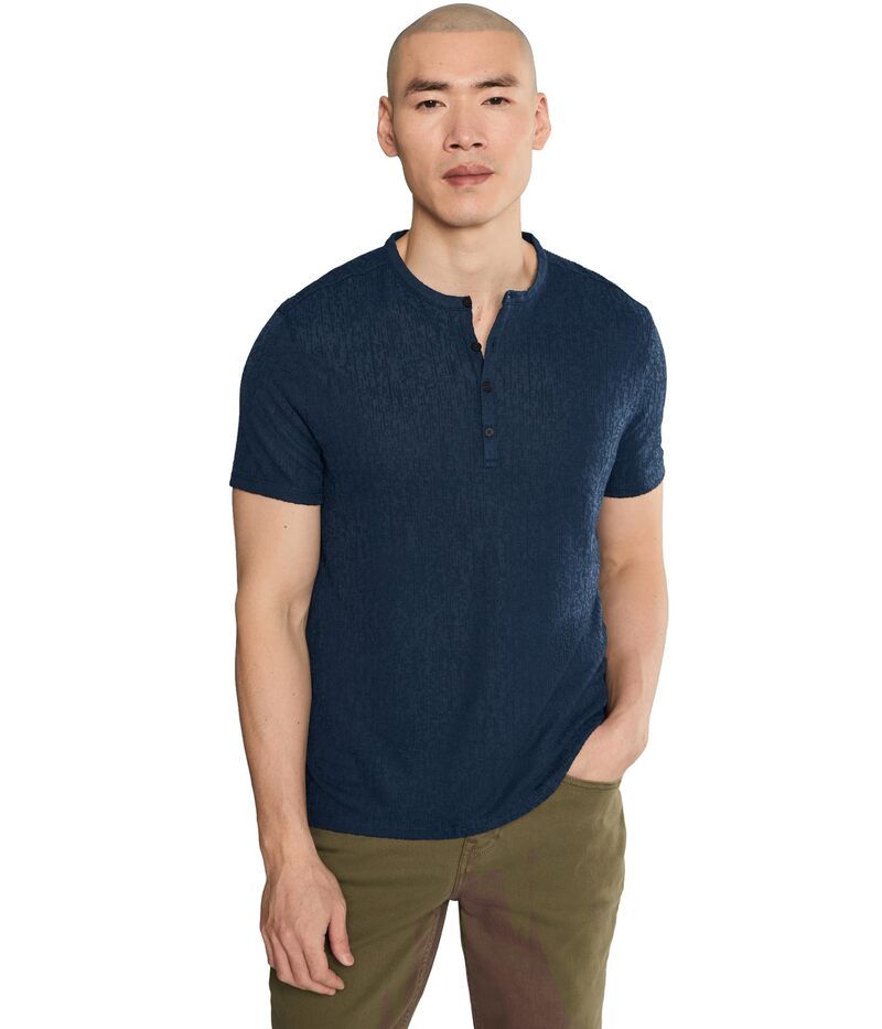 ジョンバルベイトス メンズ トップス シャツ John Varvatos Egon Henley K7263S26 Deep Blue ブルー