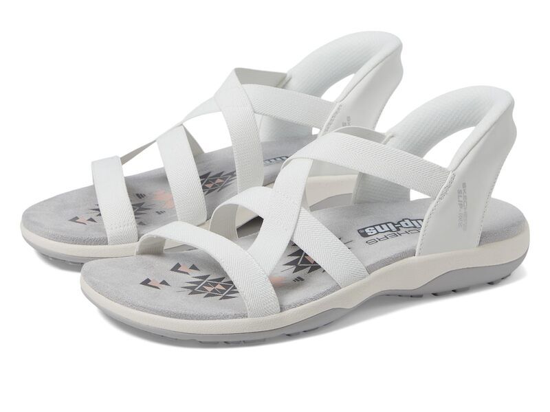 スケッチャーズ レディース シューズ サンダル SKECHERS Reggae Slim Stretch Flex Hands Free SlipIns White ホワイト
