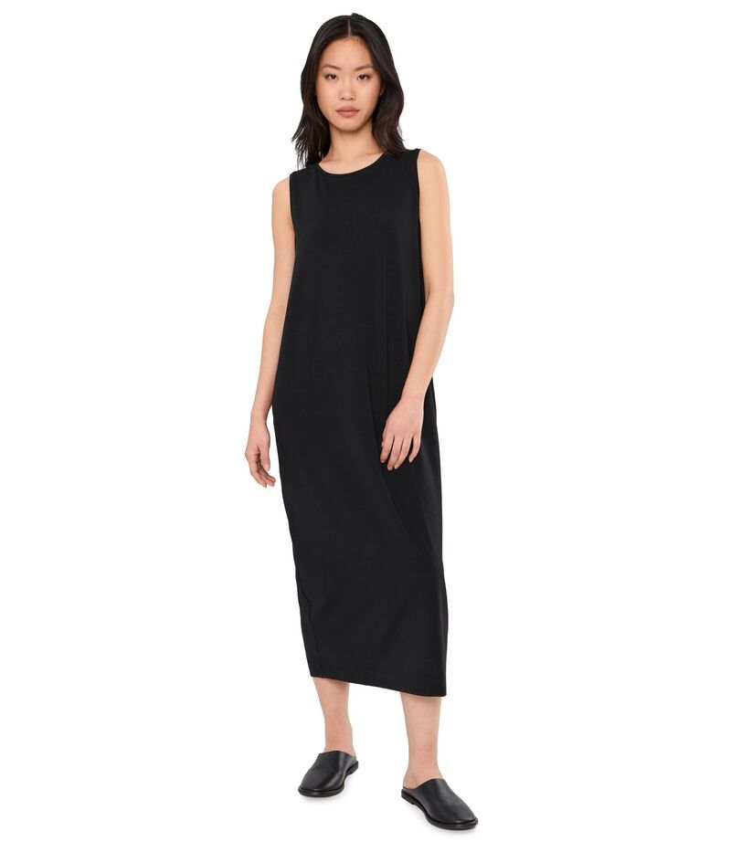 エイリーンフィッシャー レディース トップス ワンピース ニット ジャージー Eileen Fisher Stretch Jersey Knit Oval Dress Black ブラック