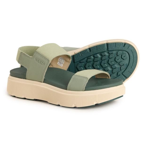キーン レディース シューズ サンダル レザー Keen Elle Mile Backstrap Sandals Leather For Women Lily PadDark Forest フォレスト