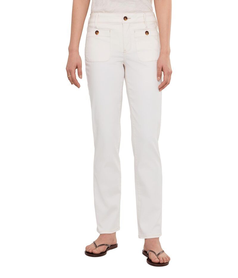 エヌワイディージェイ レディース ボトムス デニムパンツ プチ ジーンズ NYDJ Petite Marilyn Straight Front Button Patch Pockets Jeans Vintage White ホワイト
