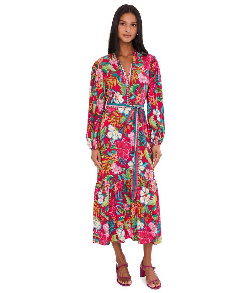 アドリアナ パペル レディース トップス ワンピース プリント ミディ Adrianna Papell Rayon Printed Midi Dress Red Multi レッド 31,070円