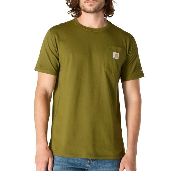 カーハート メンズ トップス Tシャツ リラックスフィット Carhartt 106652 Force Relaxed Fit MidweightShirt UPF 25 Short Sleeve Dark Bronzed Green グリーン