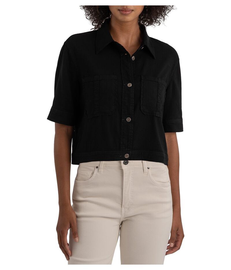 カットフロムザクロス レディース アウター コート ジャケット KUT from the Kloth Finly Short Sleeve Jacket Black ブラック