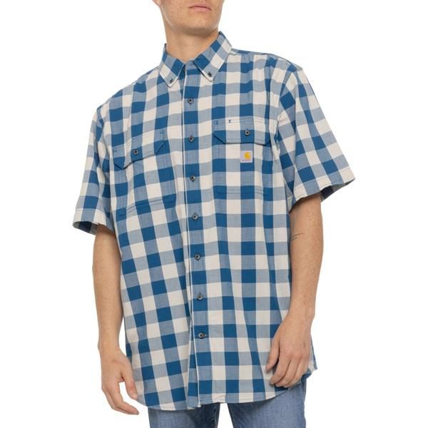 カーハート メンズ トップス シャツ トール Carhartt 106140 Big and Talloose Fit Midweight Plaid Shirt Short Sleeve Deep Lagoon チェック 7,205円
