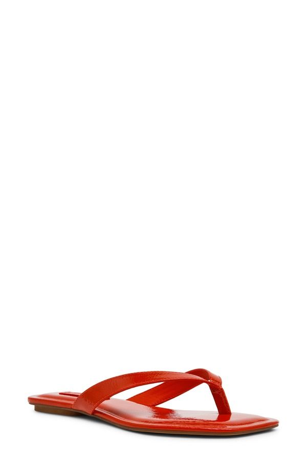 スティーブ マデン レディース シューズ サンダル Steve Madden Trella Flip Flop Red Orange Patent レッド