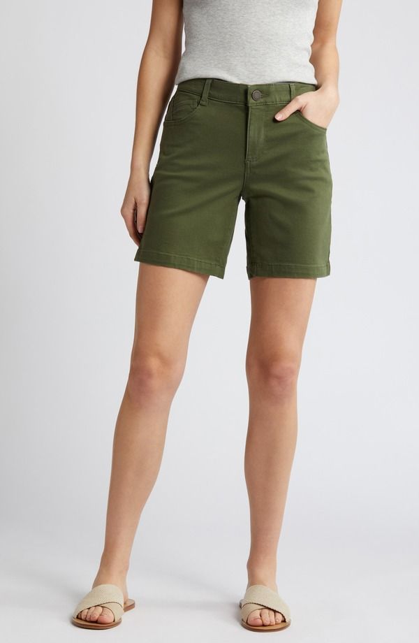 ウィットウィズダム レディース ボトムス ハーフパンツ・ショーツ ショートパンツ Wit Wisdomid Length Stretch Twill Shorts Celadon