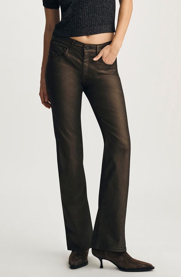 マーヴィ ジーンズ レディース ボトムス デニムパンツ ブーツカット ブーツ Mavi Jeans Vicky Mid Rise Bootcut Jeans Brown Shiny Gold Premium ブラウン