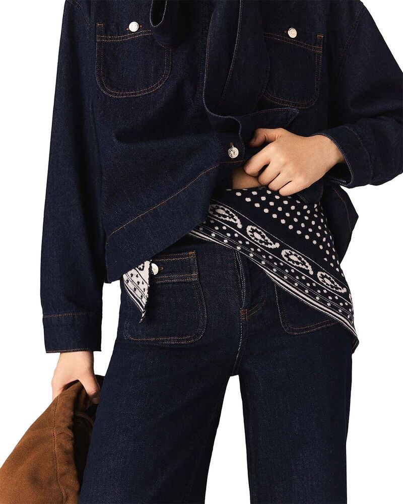 マージュ レディース アクセサリー マフラー・ストール・スカーフ Maje Reversible Triangle Scarf Navy Polka Dot Bandana Print ネイビー